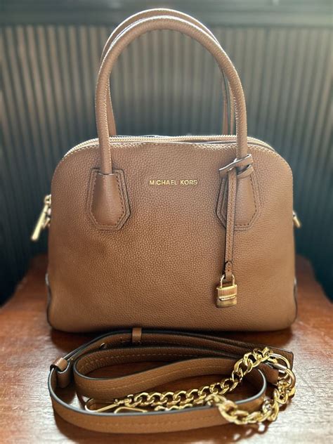 michael kors mercer large dome leather satchel bag oyster|Mercer Large Leather Dome Satchel .